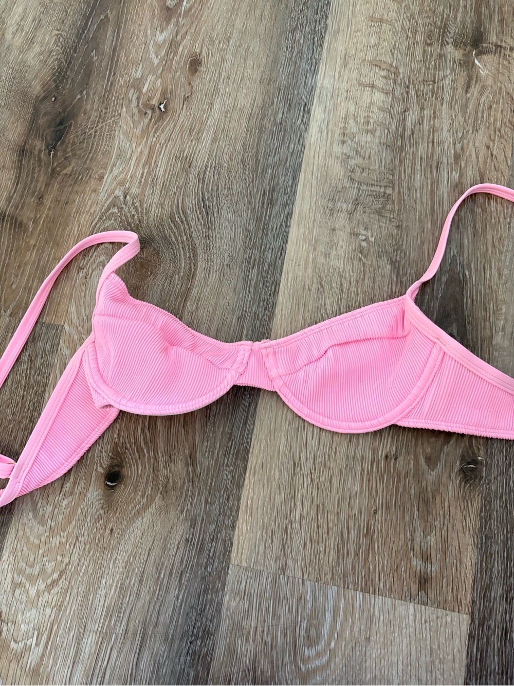 RVCA Pink Ribbed Underwire Bikini Top